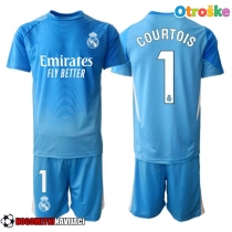 Otroške Nogometnih dresov Real Madrid Thibaut Courtois #1 Vratar Domači 2025-26 Kratki rokavi (+ hlače)